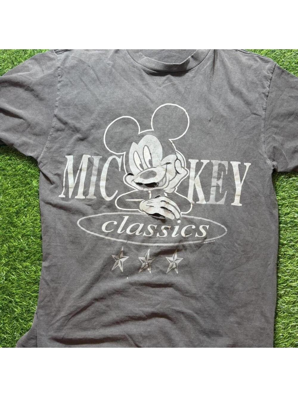 Vintage Disney Mickey Mouse distressed  grey cotton t-shirt #disney #mickeymouse